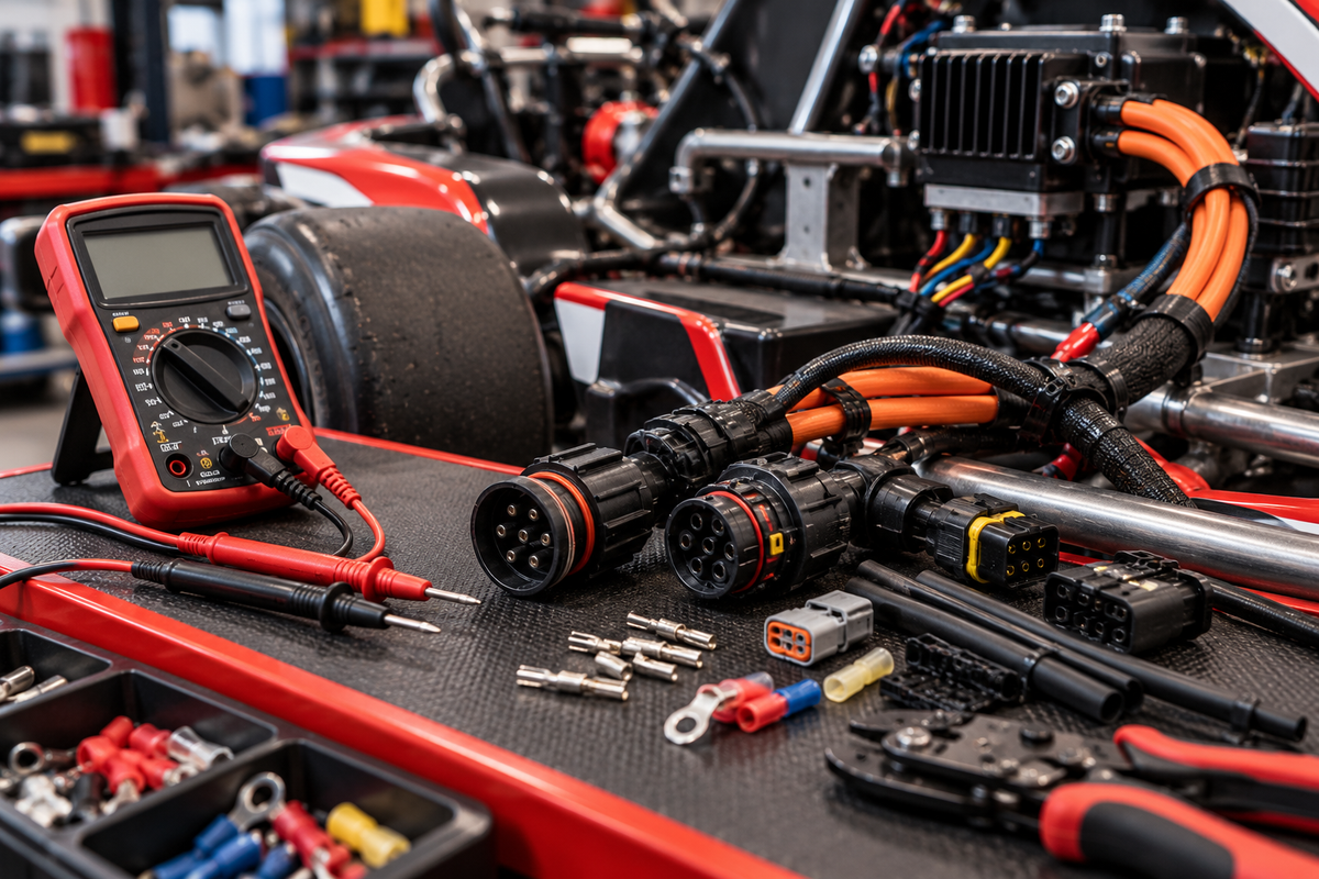 Electric rental kart cable and connector checks