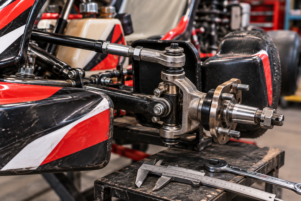 Rental kart rod end kingpin and stub axle checks