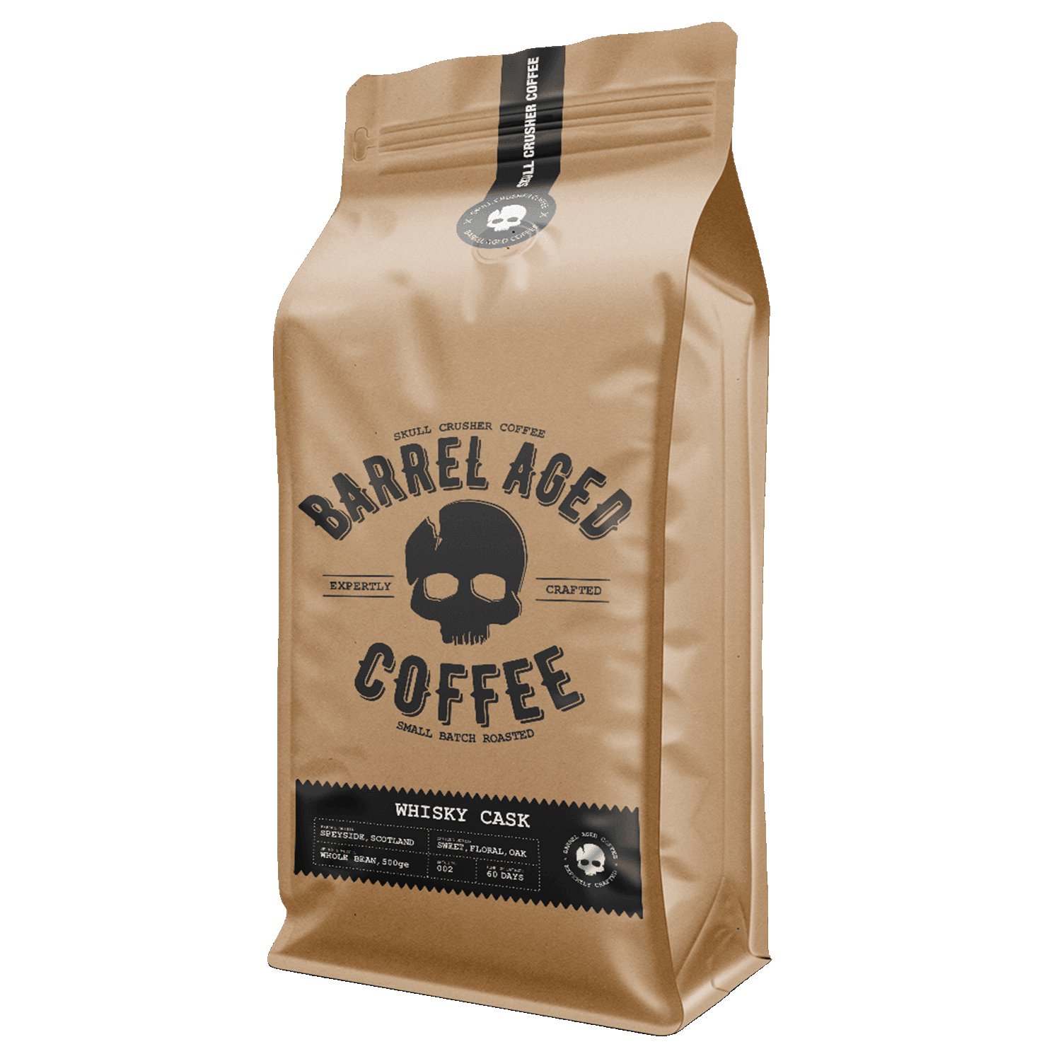 Skull Crusher High-Caffeine Barrel-Aged Coffee – Whole Bean