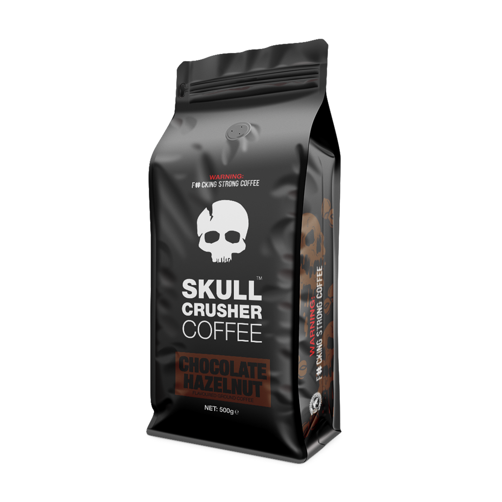 Skull Crusher High-Caffeine Ground Coffee – Chocolate Hazelnut