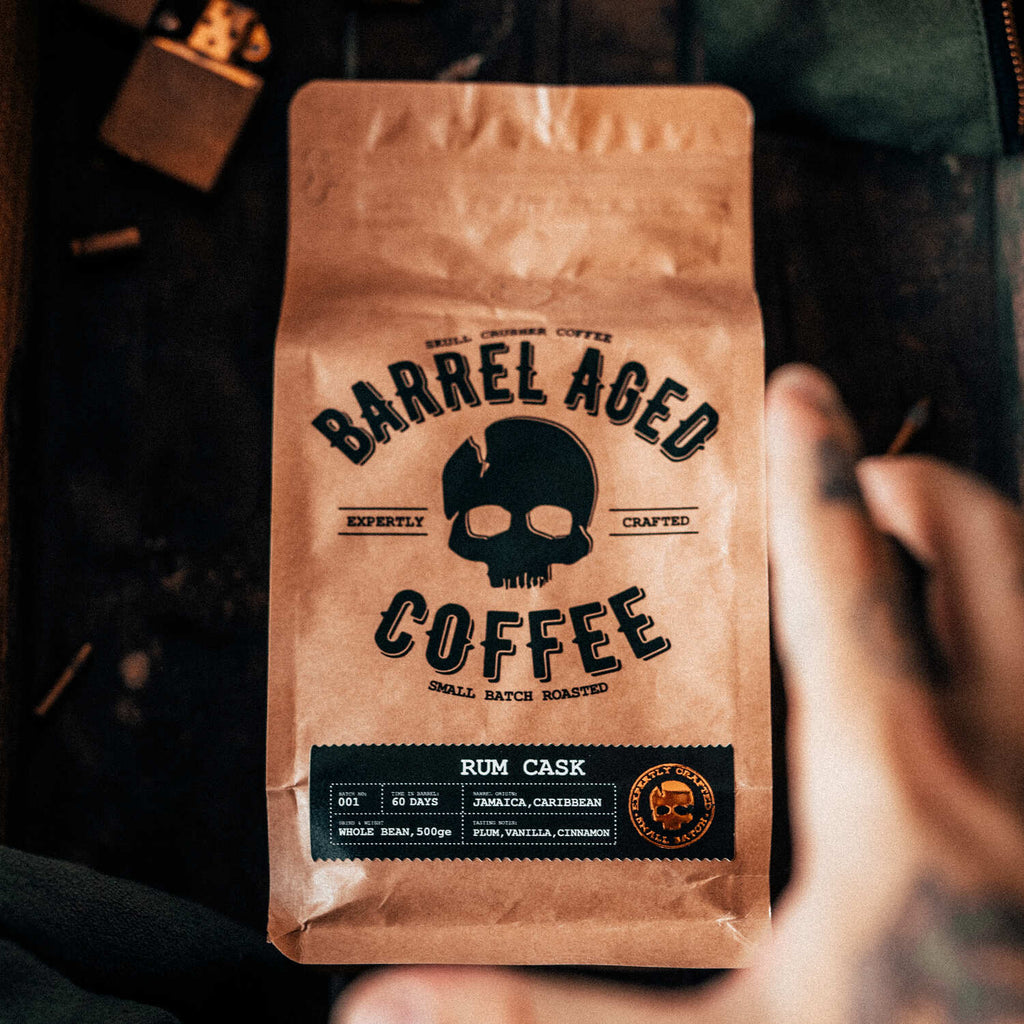 Skull Crusher High-Caffeine Barrel-Aged Coffee – Whole Bean