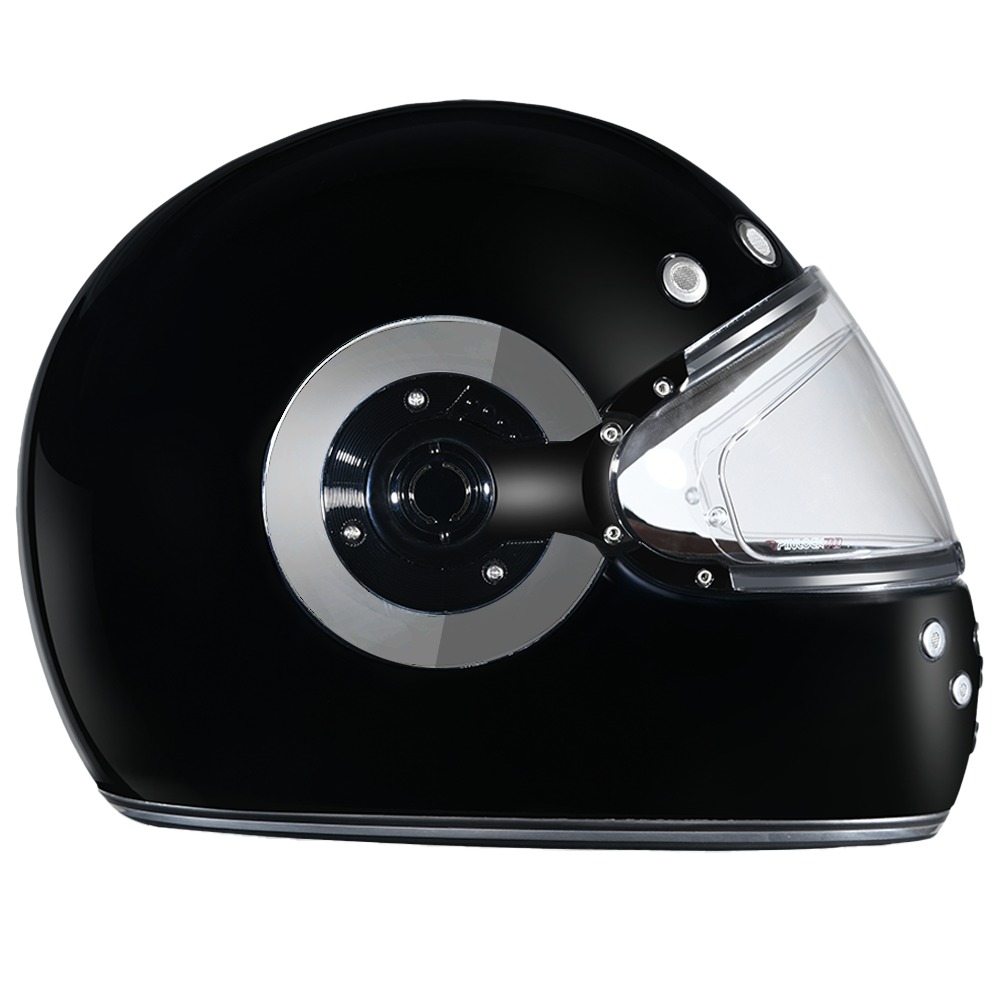 Daytona Retro Full-Face Motorcycle Helmet – Gloss Black