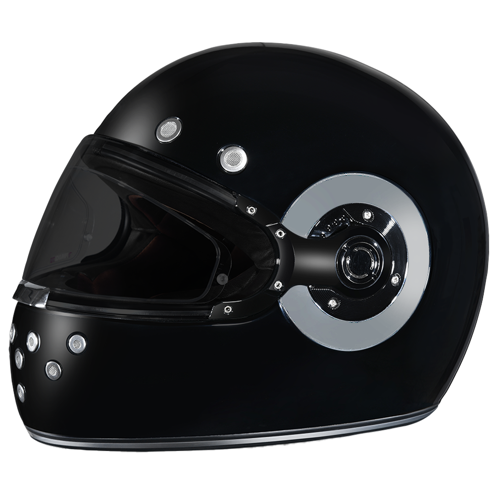 Daytona Retro Full-Face Motorcycle Helmet – Gloss Black