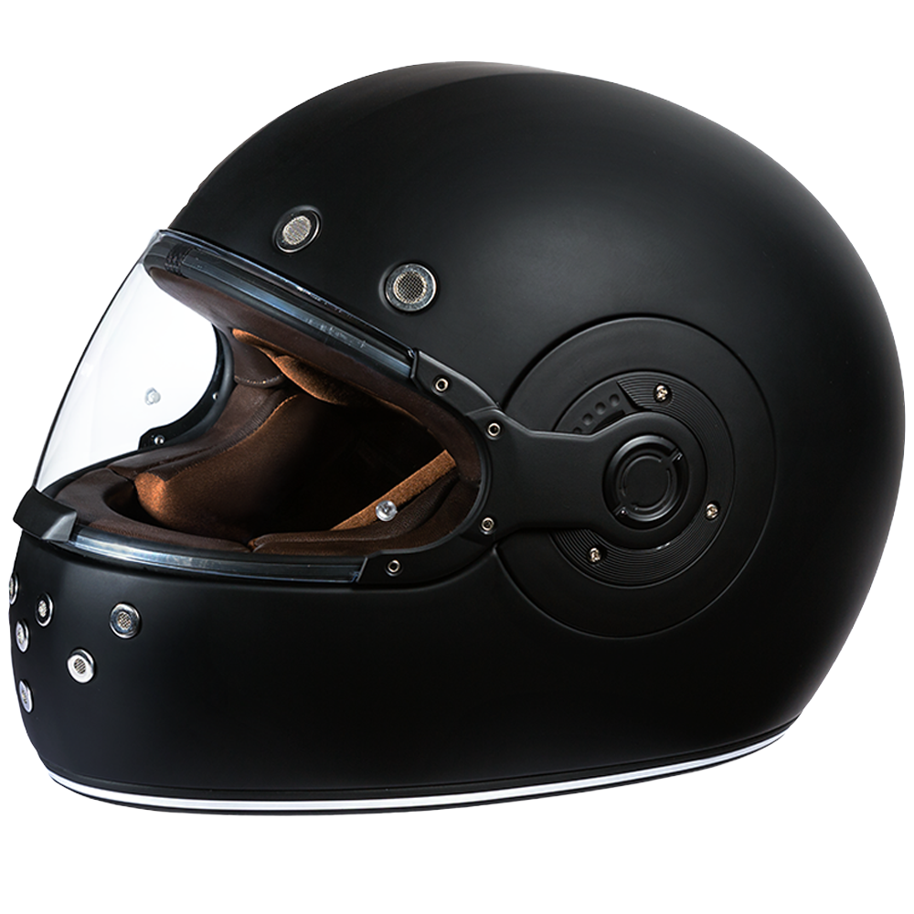 Daytona Retro Full-Face Motorcycle Helmet – Dull Black