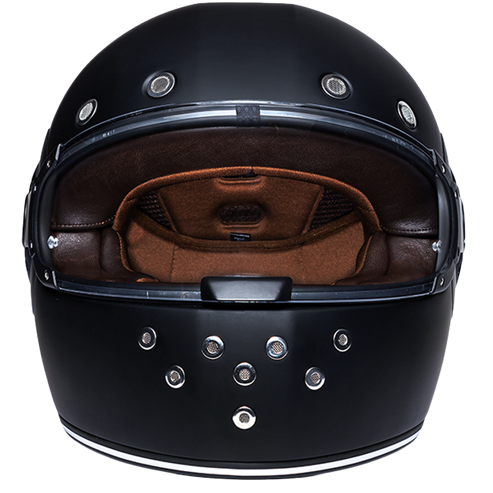 Daytona Retro Full-Face Motorcycle Helmet – Dull Black