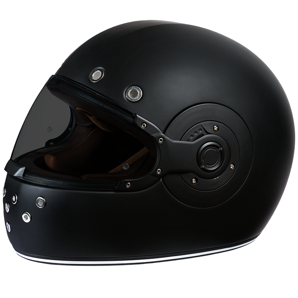 Daytona Retro Full-Face Motorcycle Helmet – Dull Black